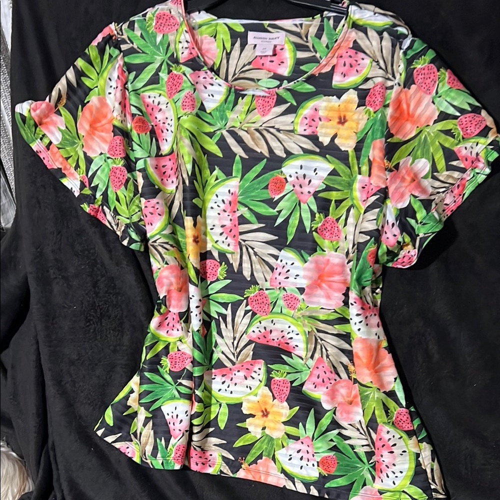 Allison Daley Pink and Green Boxy Blouse